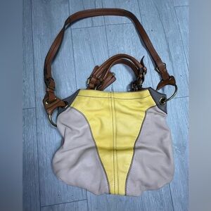 Oryany soft pebbled leather colorblock shoulder bag.